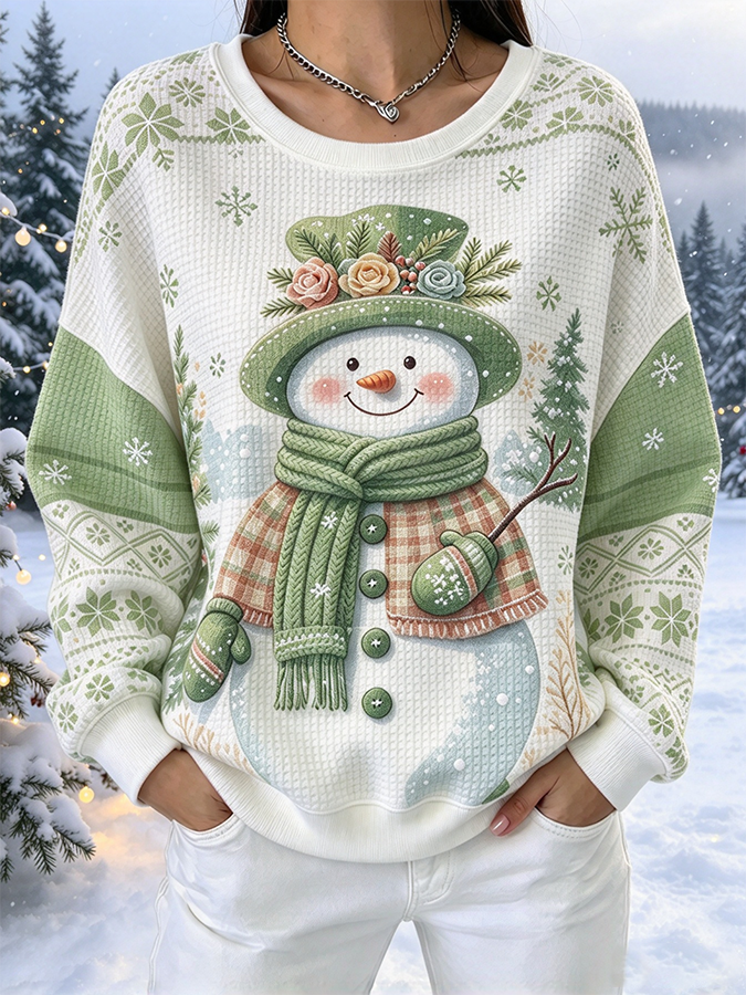 Women's Christmas Snowman Art Printed Hoodie