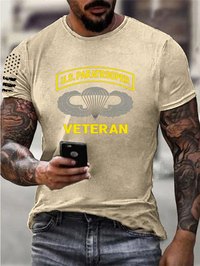US Paratrooper Veteran Pattern  100% Cotton T-Shirt