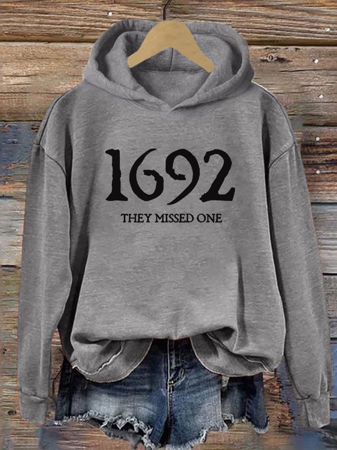 Women's 1692 They Missed One Salem Witch Printed Hoodie