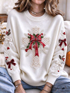 Women'S Cross Print Casual Knitted Sportswear