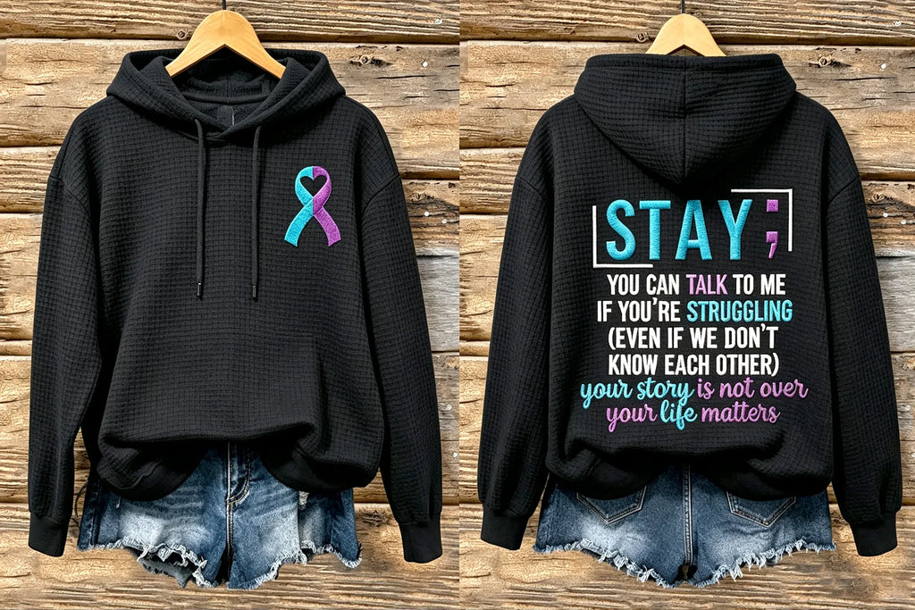 Women's Suicide Prevention Awareness Month Waffle-Knit Hoodie