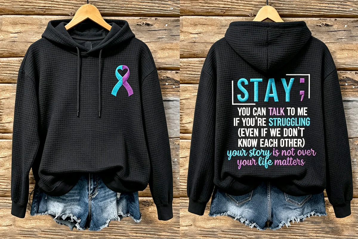 Women's Suicide Prevention Awareness Month Waffle-Knit Hoodie