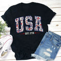 Retro Floral USA Cotton T-Shirt