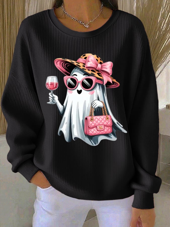 ?HOT SALE?Women'S Cute Ghost Print Casual Sweatshirt