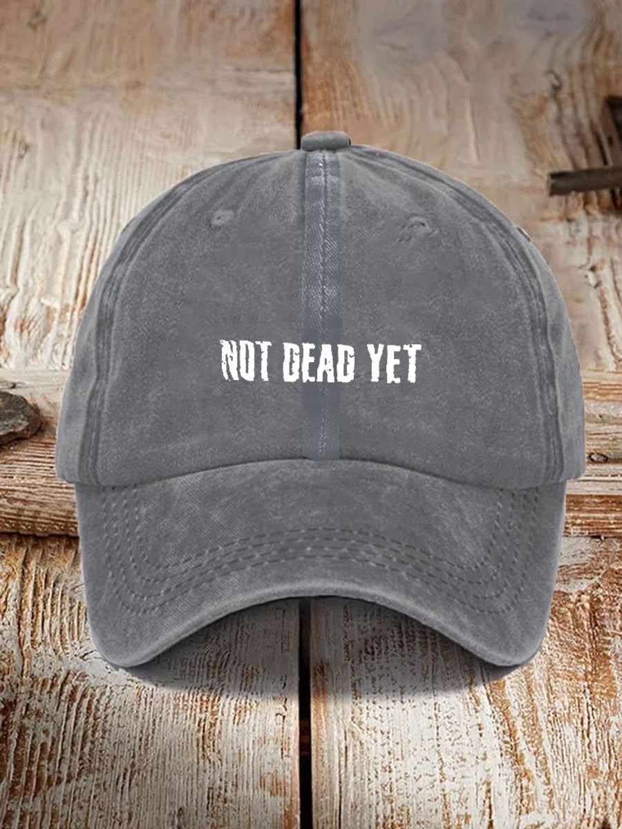 Not Dead Yet Pattern Washed And Distressed Hats