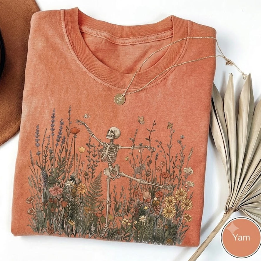 Skeleton Dancing Arabesque Wildflower  T-shirt