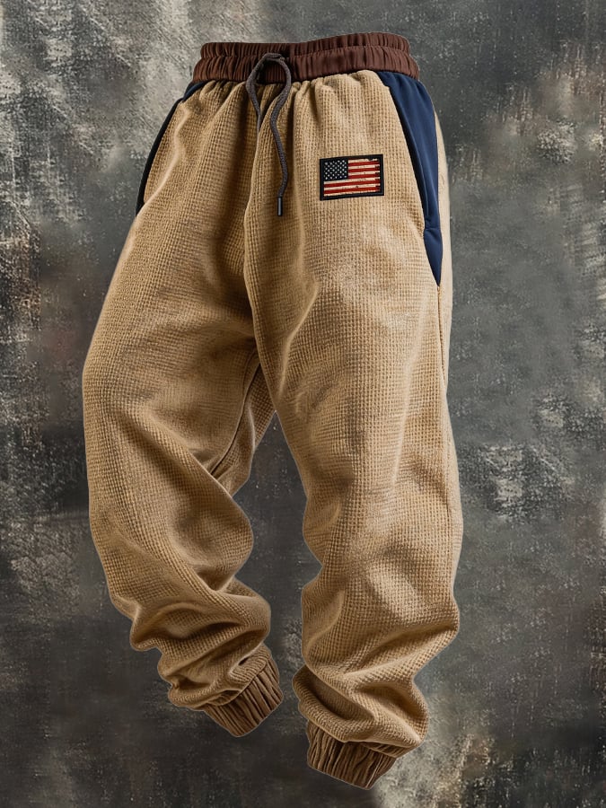 Men's Retro Outdoor Color Block Patriot Sports Pants