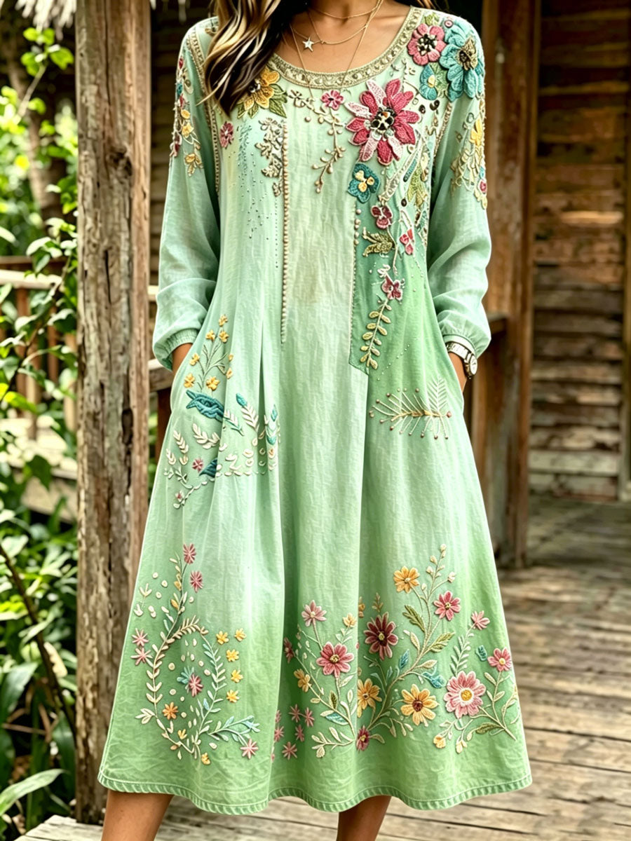 Women'S Casual Plant Flower Art Printed Art Dress