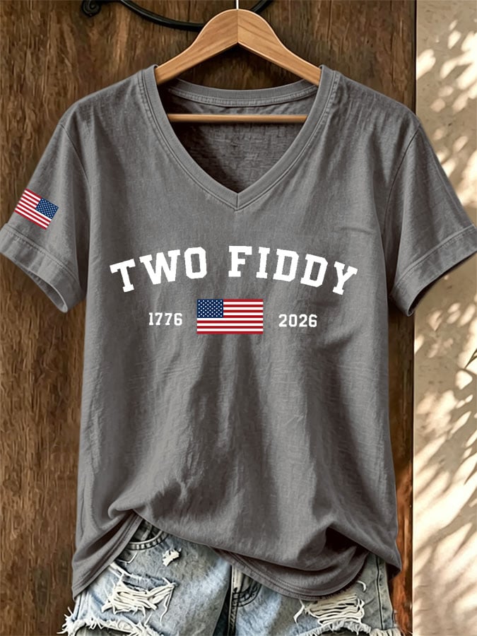 Women's Casual Two Fiddy Print Short-Sleeve T-Shirt
