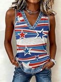 Women's 250th Anniversary Freedom Flower Art  Print Casual V-Neck Vest