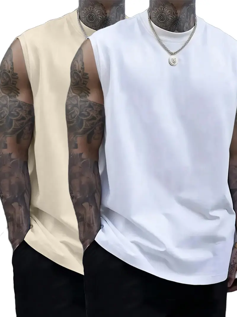 Men's Solid Color Round Neck Tank Top