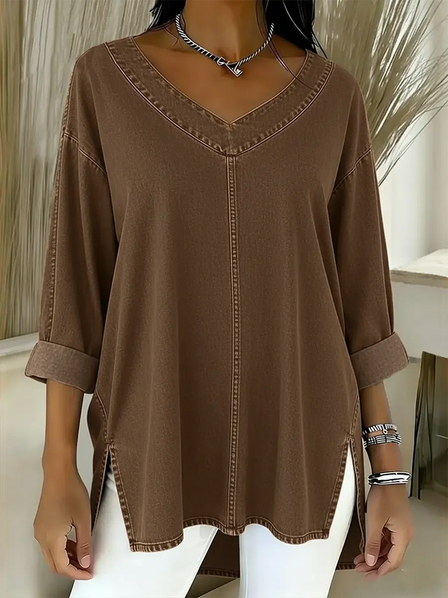 Women's Casual Washed Denim Cotton Top