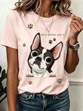 Women's Cute Puppy Print Casual T-shirt