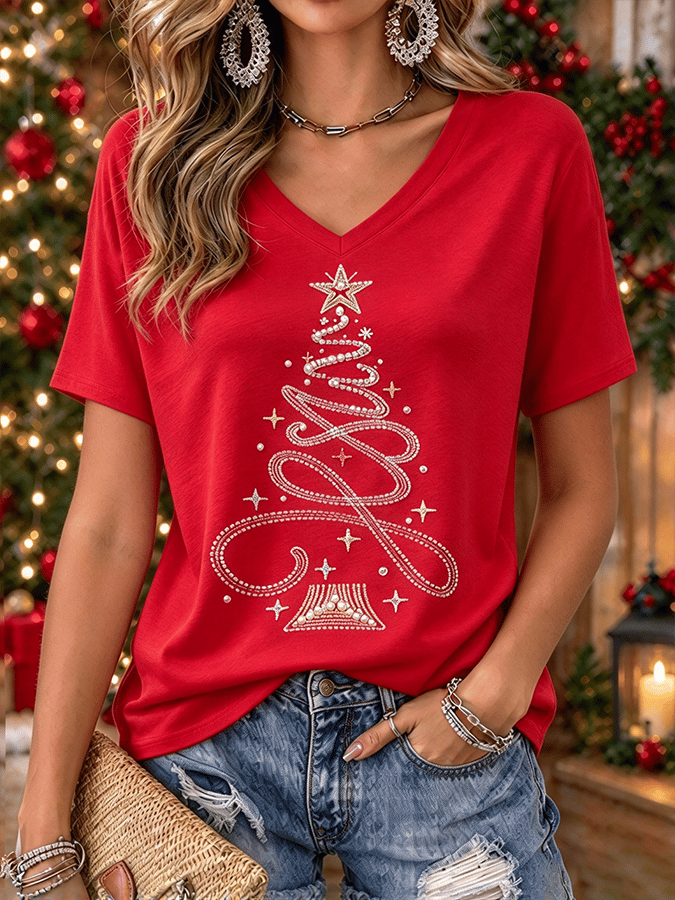 Women's Retro Christmas Faith Print Top