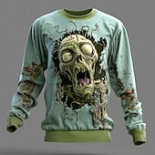 Halloween Men's Zombies 3D Sweatshirt Punk Party Gothic Long Sleeve Crew Neck Vacation Light Green Purple Green Crewneck 3D All Seasons Designer S M L XL XXL XXXL