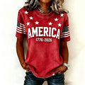 Women's 1776 Independence Day Flag Print Casual T-shirt