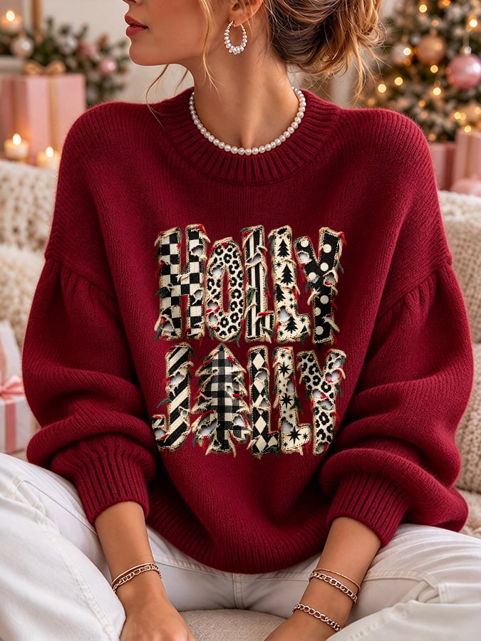 Women'S Christmas Print Crew Neck Long-Sleeve Sweatshirt