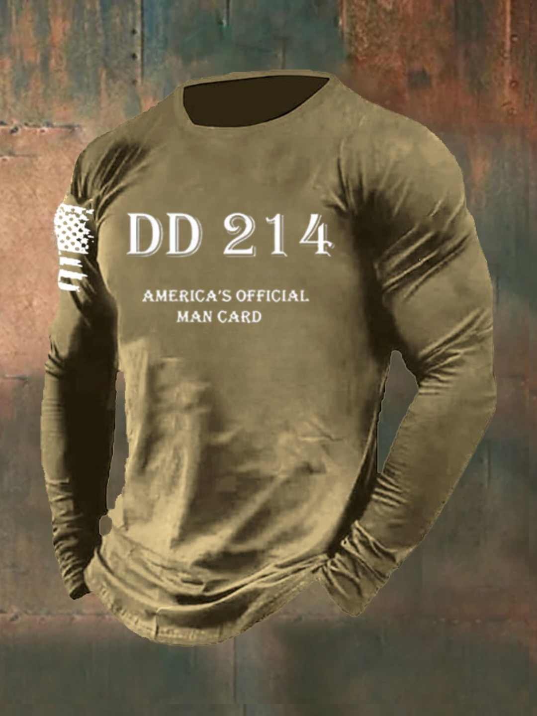 Men's DD214 America Official Man Card Print Casual Long Sleeve T-Shirt