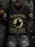 Women's Halloween Witch Printed T-shirt