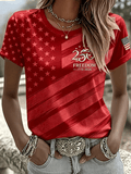 Women'S Casual Independence Day Print Top
