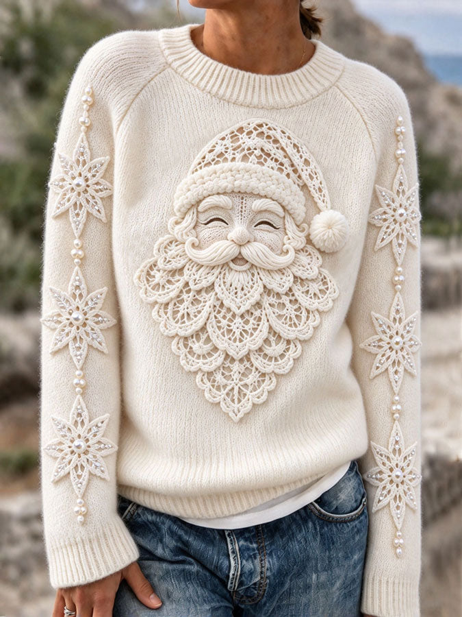 Women'S Casual Christmas Print  Round Neck Sweater