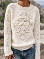 Women'S Casual Christmas Print  Round Neck Sweater