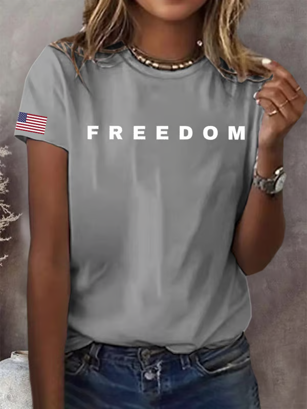 Women's Freedom  Pattern Round-Neck T-Shirt