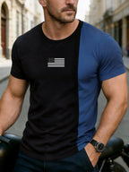Men's Retro Color-block "Patriot" Crew Neck Short-Sleeve T-Shirt
