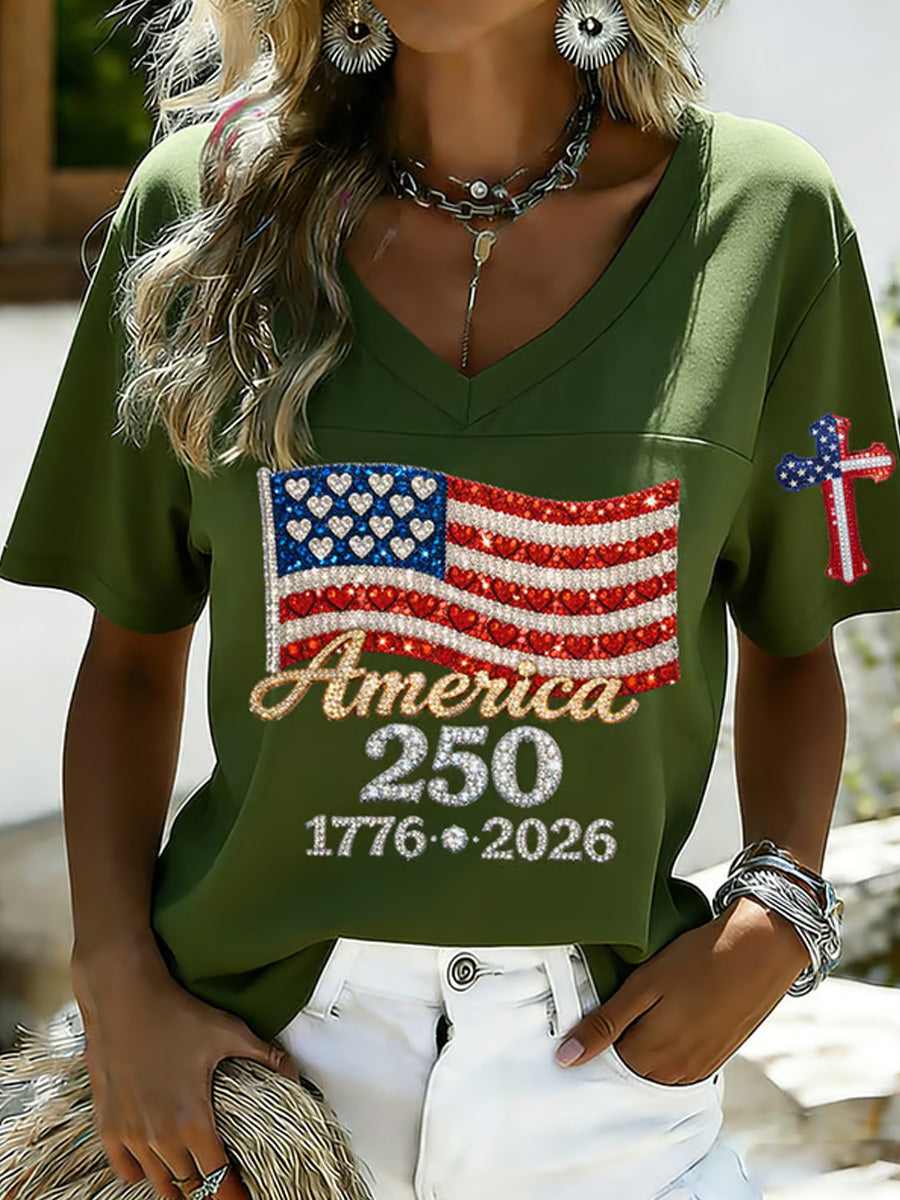 Women's Casual 250th Anniversary Independence Day Printed T-shirt