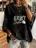 Women's Vintage Distressed Washed Army Sister Oversized T-Shirt