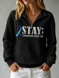 Women's Suicide Prevention Awareness Mental Health Printed Waffle Sweatshirt