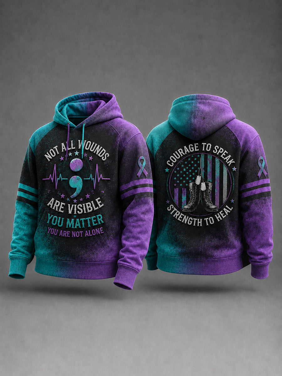 Suicide Prevention Awareness Mental Health Printed Hoodie