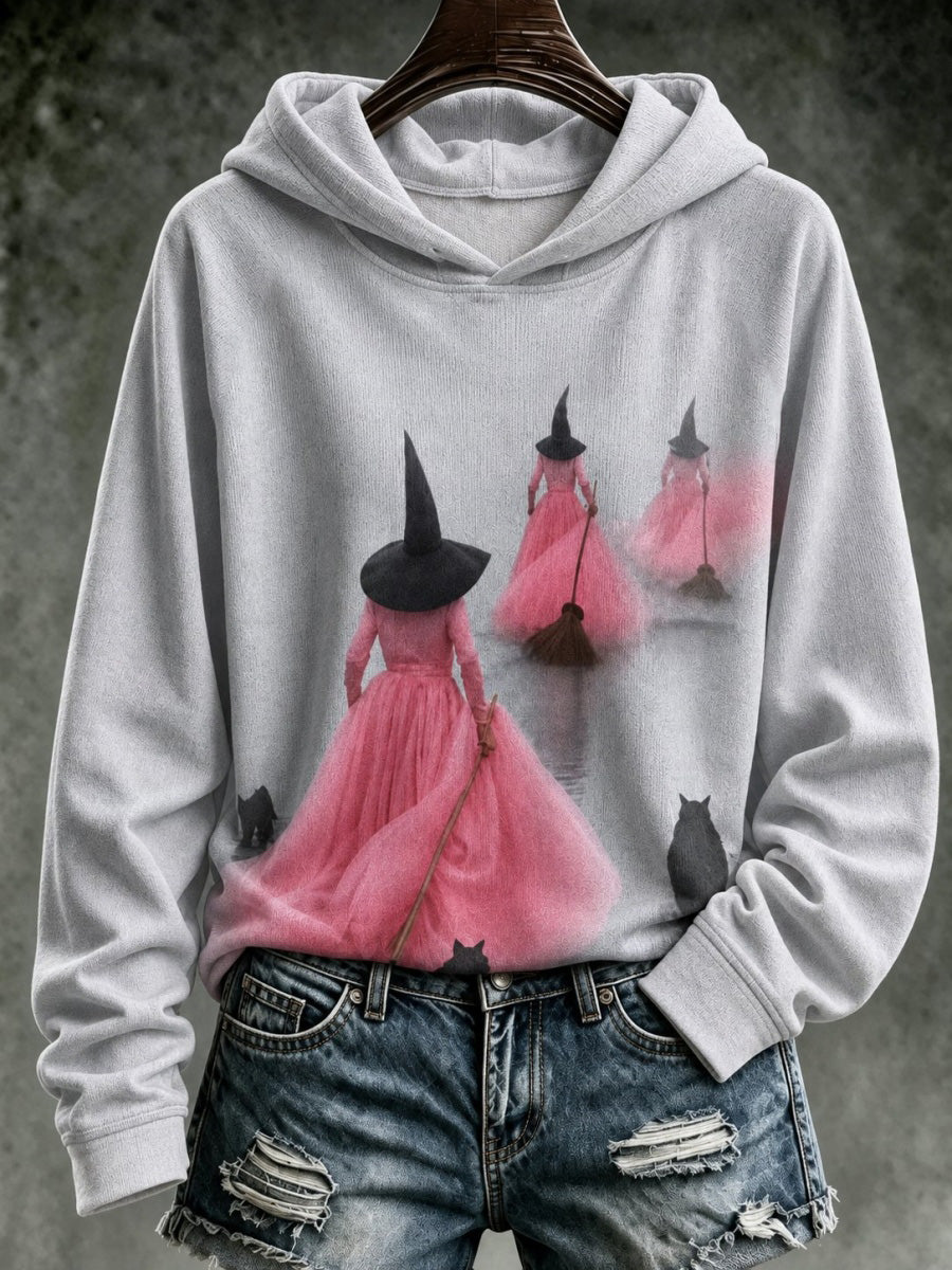 Women's Pink Witch-Themed Hoodie