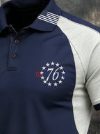 Men's Retro Patriot Color Block Polo Collar Short Sleeve