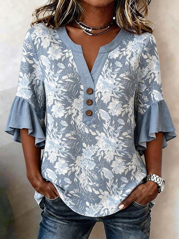 Women'S Plant Flower Printed Top