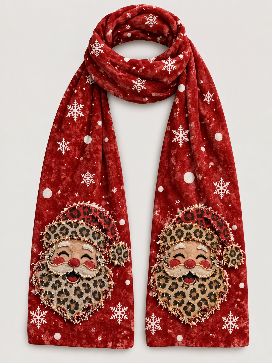 Cozy Santa-Themed Printed Scarf For Winter