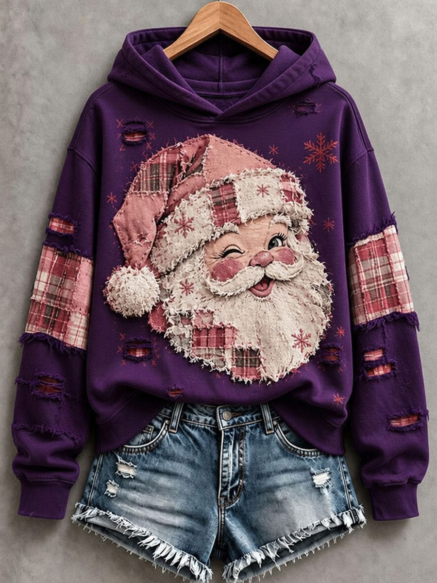 Women's Vintage Pink Santa Hoodie