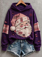 Women's Vintage Pink Santa Hoodie