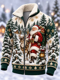 Men's Casual Christmas Zip-Up Top