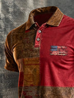 Men's Retro "Patriot" Color-Block Short-Sleeve Polo Shirt