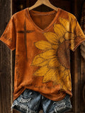 Women'S Retro Western Faith Floral Print Casual Top