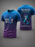 Men’s Suicide Prevention Awareness Printed T-Shirt