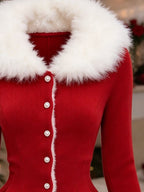 Lässige Damen-Weihnachtsjacke mit Farbblock-Patchwork