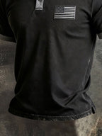 Men's Retro Patriot Color Block Polo Collar Short Sleeve