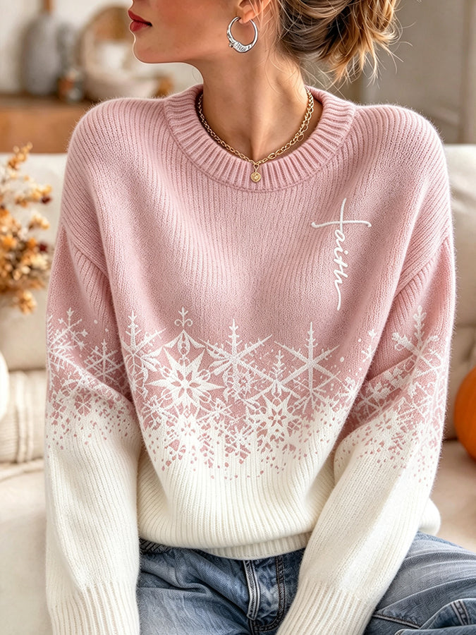Women'S Christmas Print Casual Knit Top