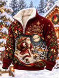 Men's Christmas Print Flannel Half-Zip Sweatshirt