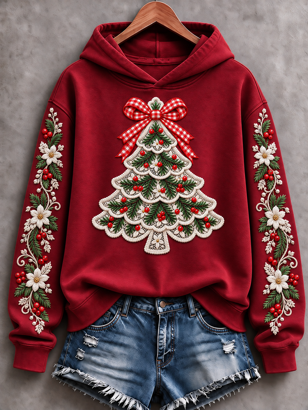 Women'S Christmas Tree Printed Casual Hoodie