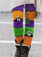 Fashion Halloween Peek Monster Print Leggings