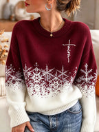 Women'S Christmas Print Casual Knit Top