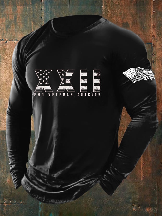 Men's End Veteran Suicide Veteran Suicide Awareness Print Crew Neck Sweatshirt